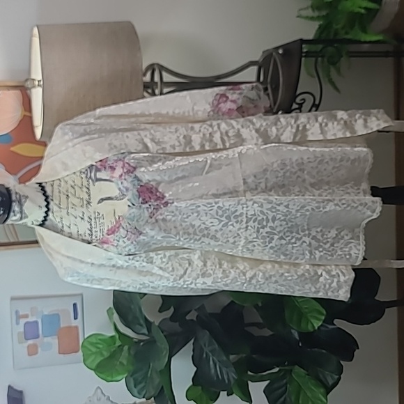 Wendy Ann 2 Piece Set Elegant Cream Floral Women's Robe With Nightgown - Picture 8 of 15